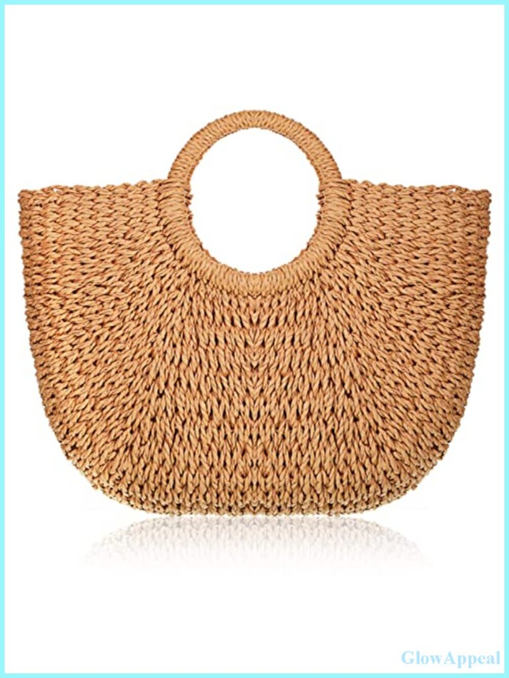 Handwoven Straw Tote Bag Beach Summer Rattan Woven Handbag Women Travel